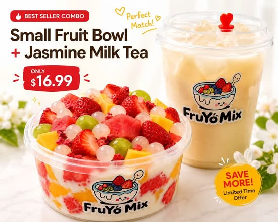 Fruit Yogurt Bowl + Jasmine Milk Tea 人气组合